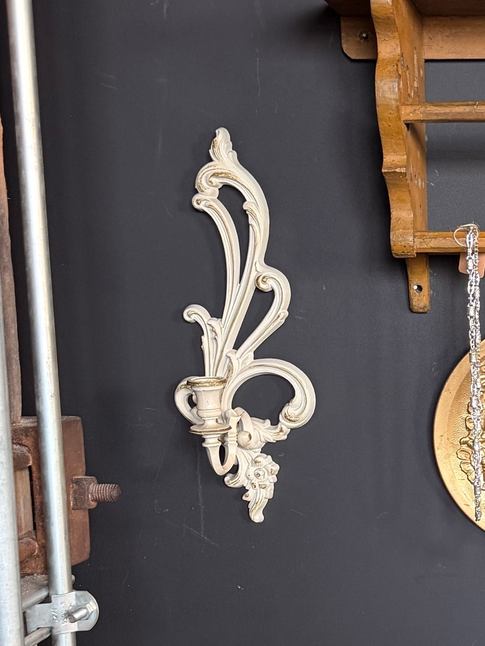 Ornate Cream Resin Wall Sconce Accent